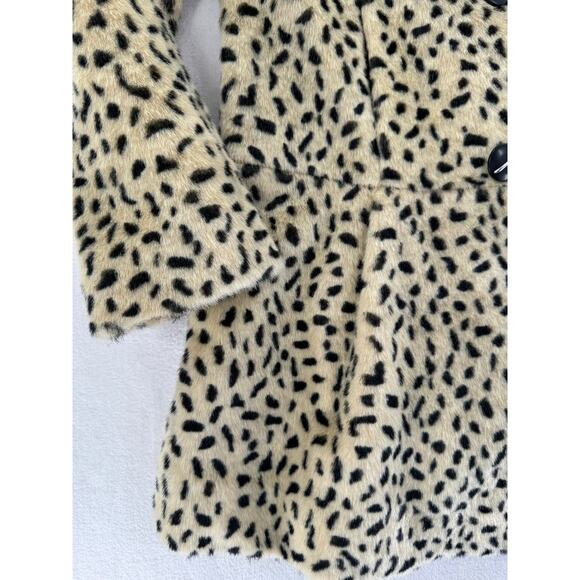 Free People Leopard Animal Print Faux Fur Double Breasted Coat Swing Jacket 6 S - Picture 11 of 14